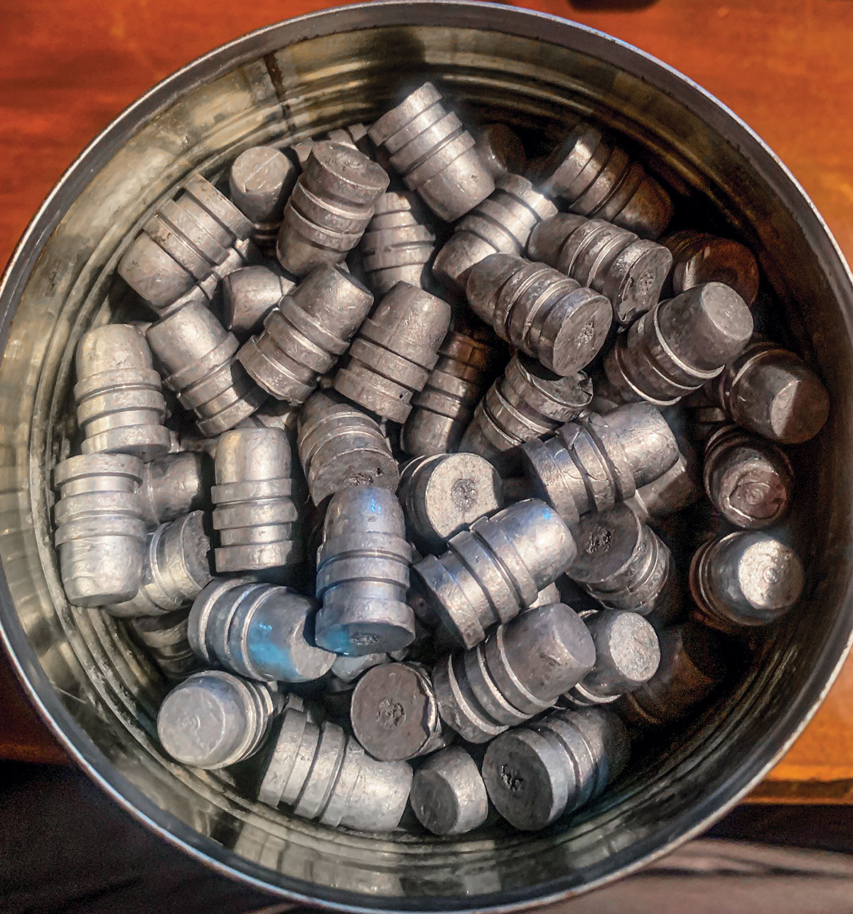 A bean can full of 454424 Keith slugs. Ever wonder where the term five beans in the wheel came from?